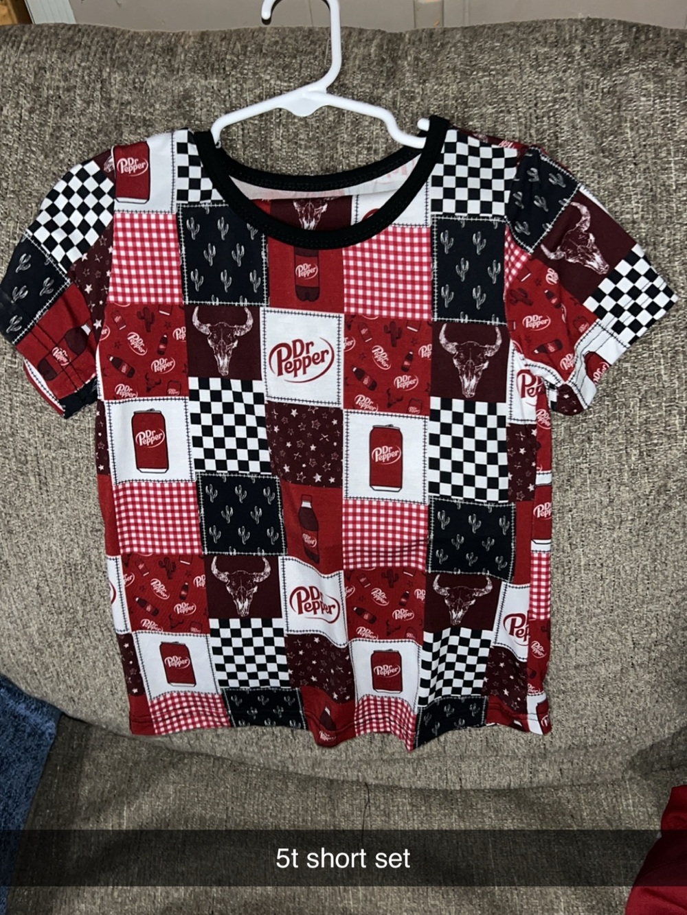 Girls' Red Patchwork Bamboo Short Set